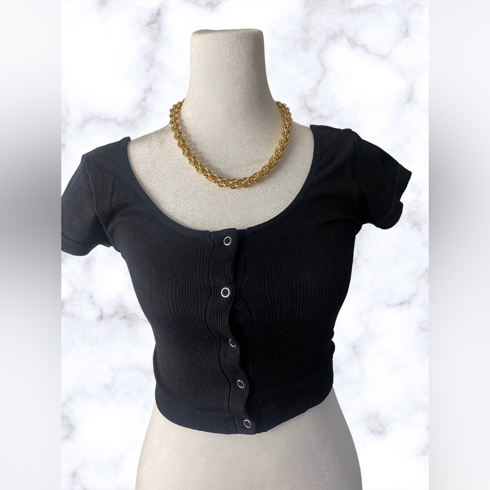 Black Hippie Rose Crop Top
